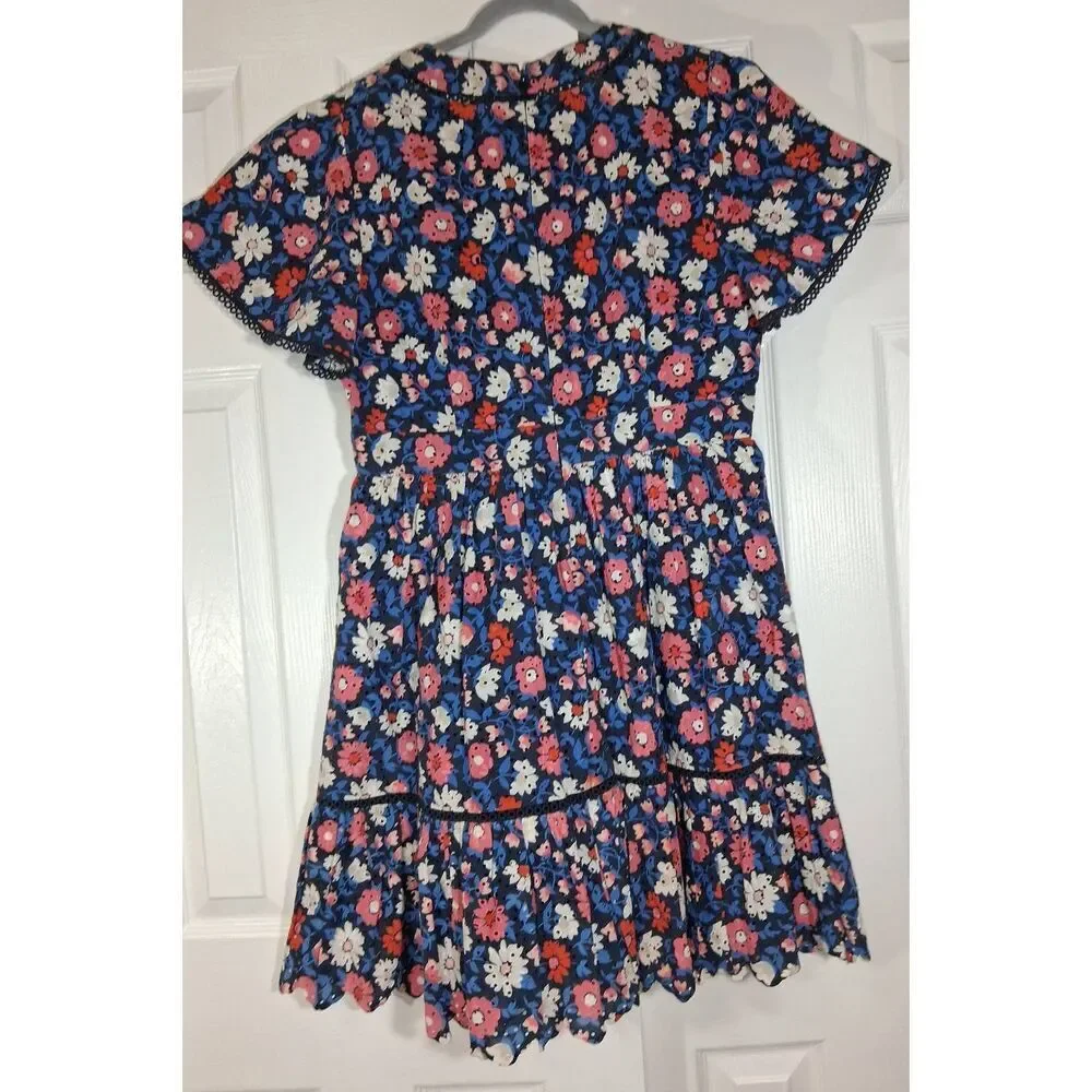 Kate spade womens size 12 shift dress blue pink boho whimsigoth flutter sleeve - Picture 7 of 11
